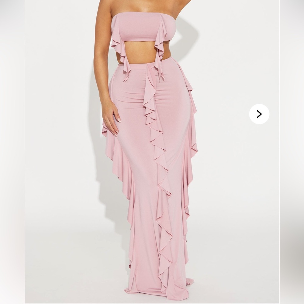 NWTS Fashion Nova Love Affair Ruffle Skirt Set - Mauve Size XS